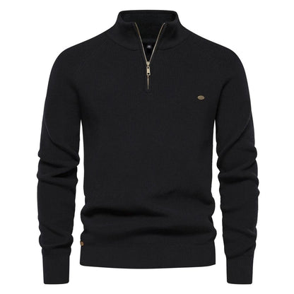 Mens Cotton Zip Cardigan High Collar Knitted Sweater 7