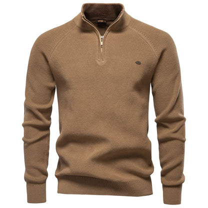 Mens Cotton Zip Cardigan High Collar Knitted Sweater 8