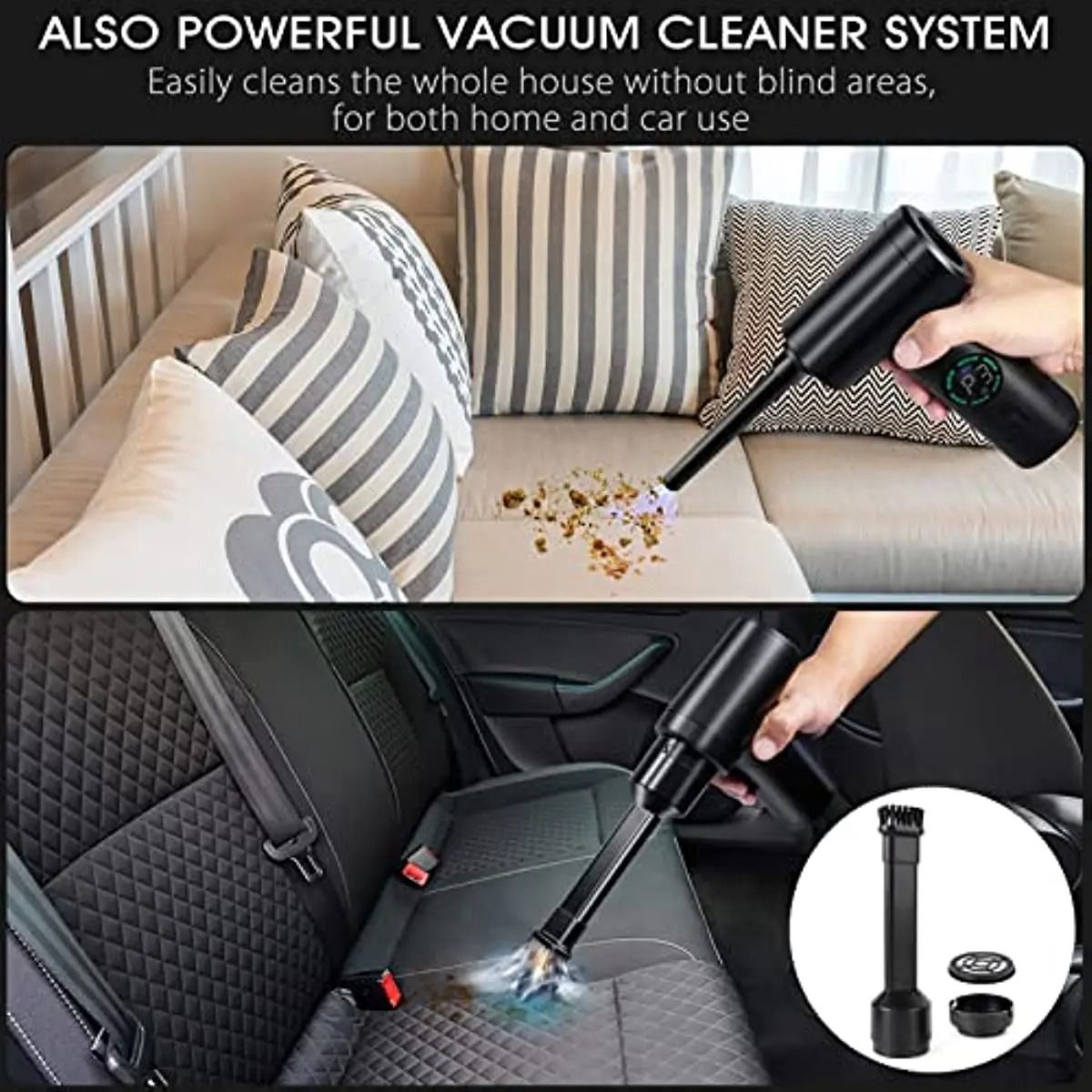 Portable Air Duster And Vacuum Cleaner Cordless 7500mAh Multi Air Blower 3