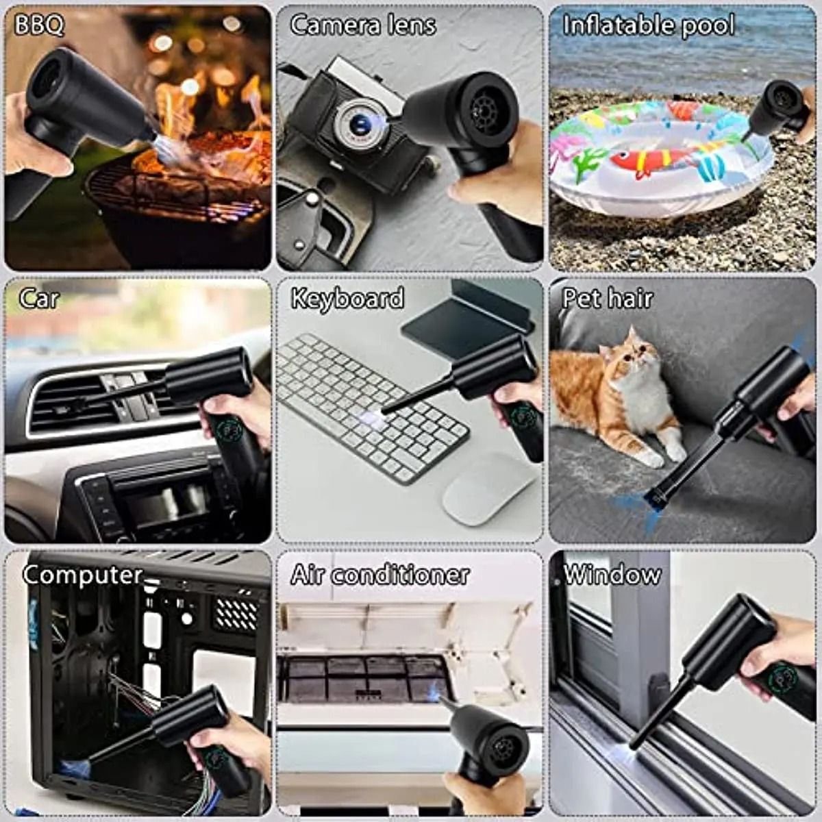 Portable Air Duster And Vacuum Cleaner Cordless 7500mAh Multi Air Blower 4