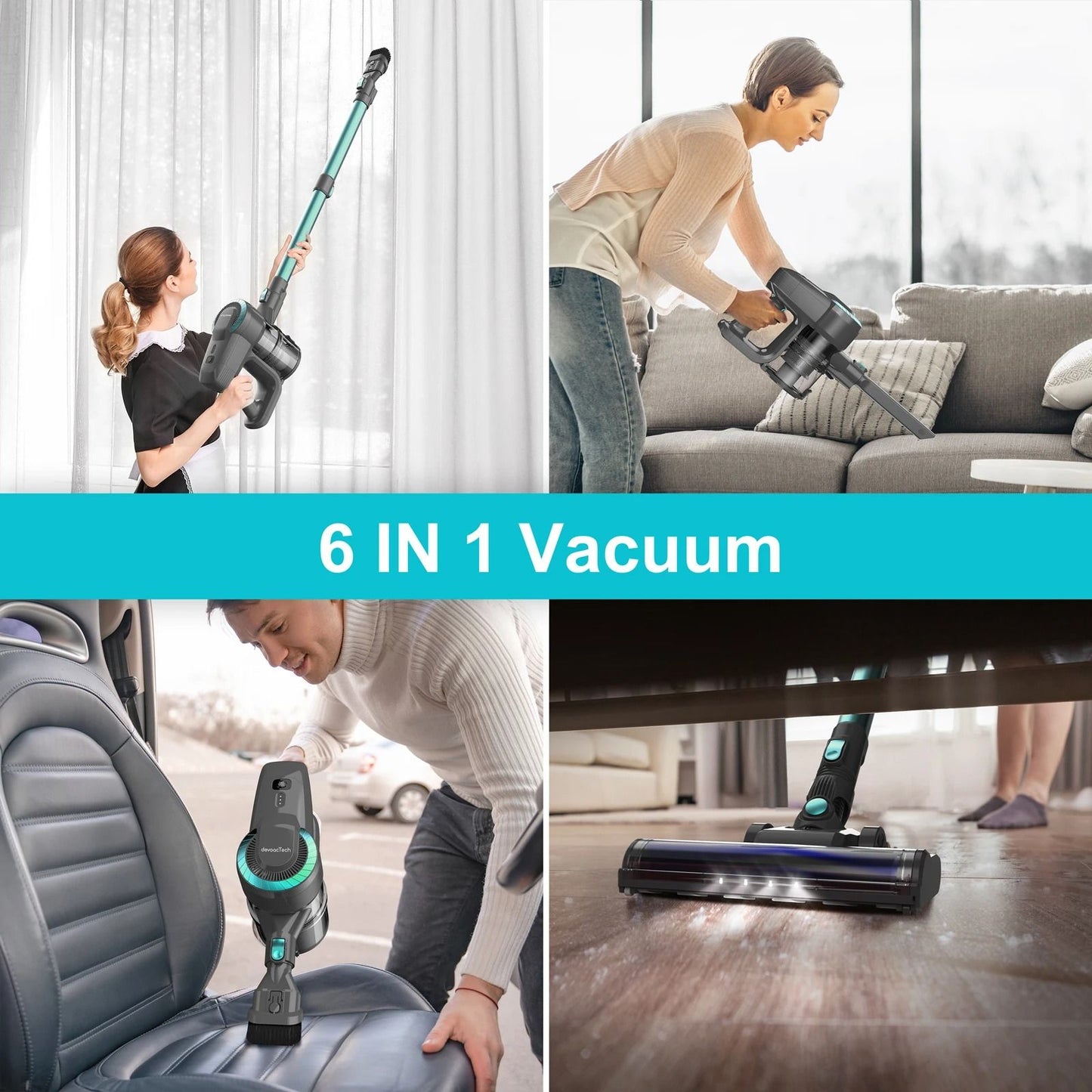 Cordless Upright Vacuum Cleaner Lightweight Stick 20Kpa 6 In 1 2