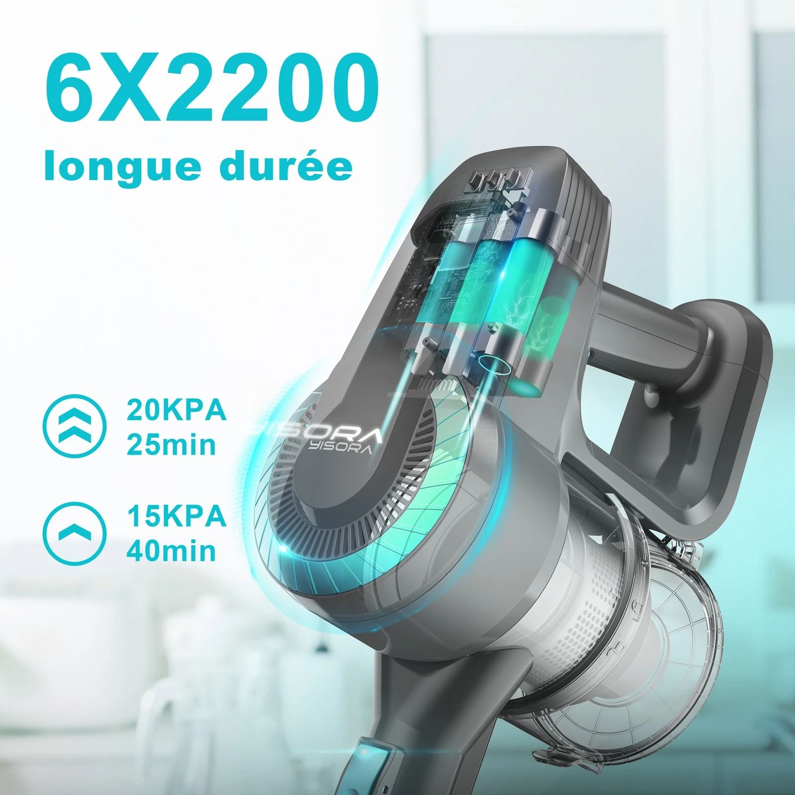 Cordless Upright Vacuum Cleaner Lightweight Stick 20Kpa 6 In 1 3