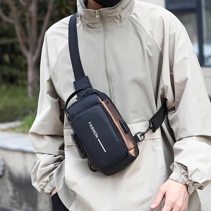 Mens Oxford Sling Bag Crossbody Chest Pack With Phone Pocket 4