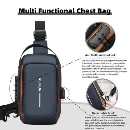 Mens Oxford Sling Bag Crossbody Chest Pack With Phone Pocket 5
