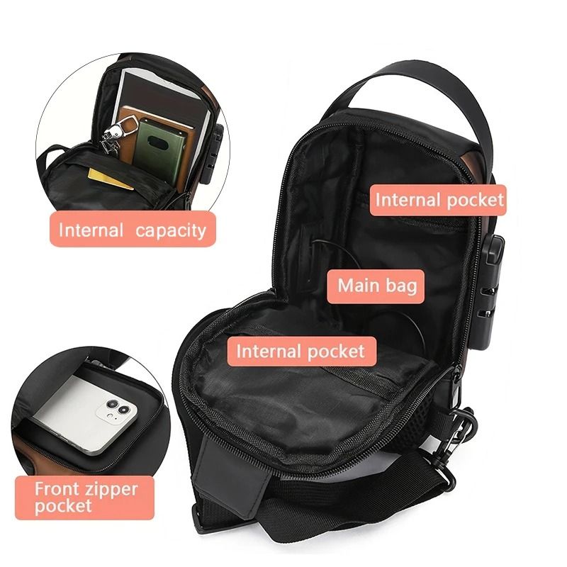 Mens Oxford Sling Bag Crossbody Chest Pack With Phone Pocket 6