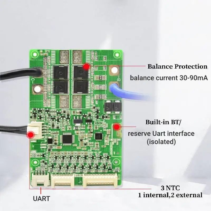 JBD Smart BMS With BuiltIn Bluetooth Lithium Battery Protection Board 10S17S 24V60V 3