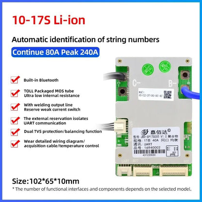 JBD Smart BMS With BuiltIn Bluetooth Lithium Battery Protection Board 10S17S 24V60V 19