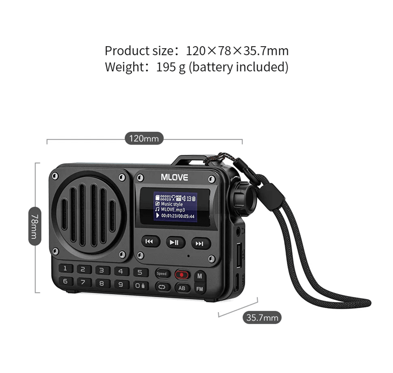 MLOVE BV800 Portable Bluetooth Speaker With FM Radio And LCD Display 4