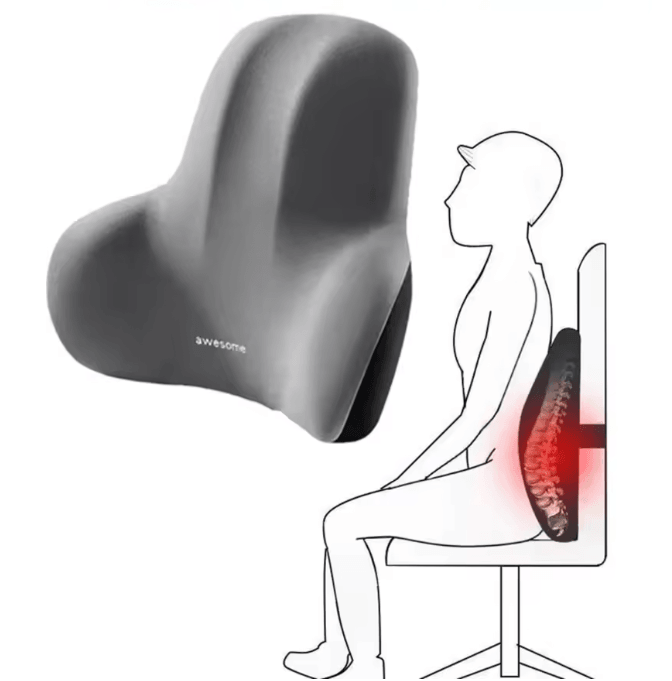 ErgoComfort Memory Foam Lumbar Support Cushion for Car Office and Gaming Chairs