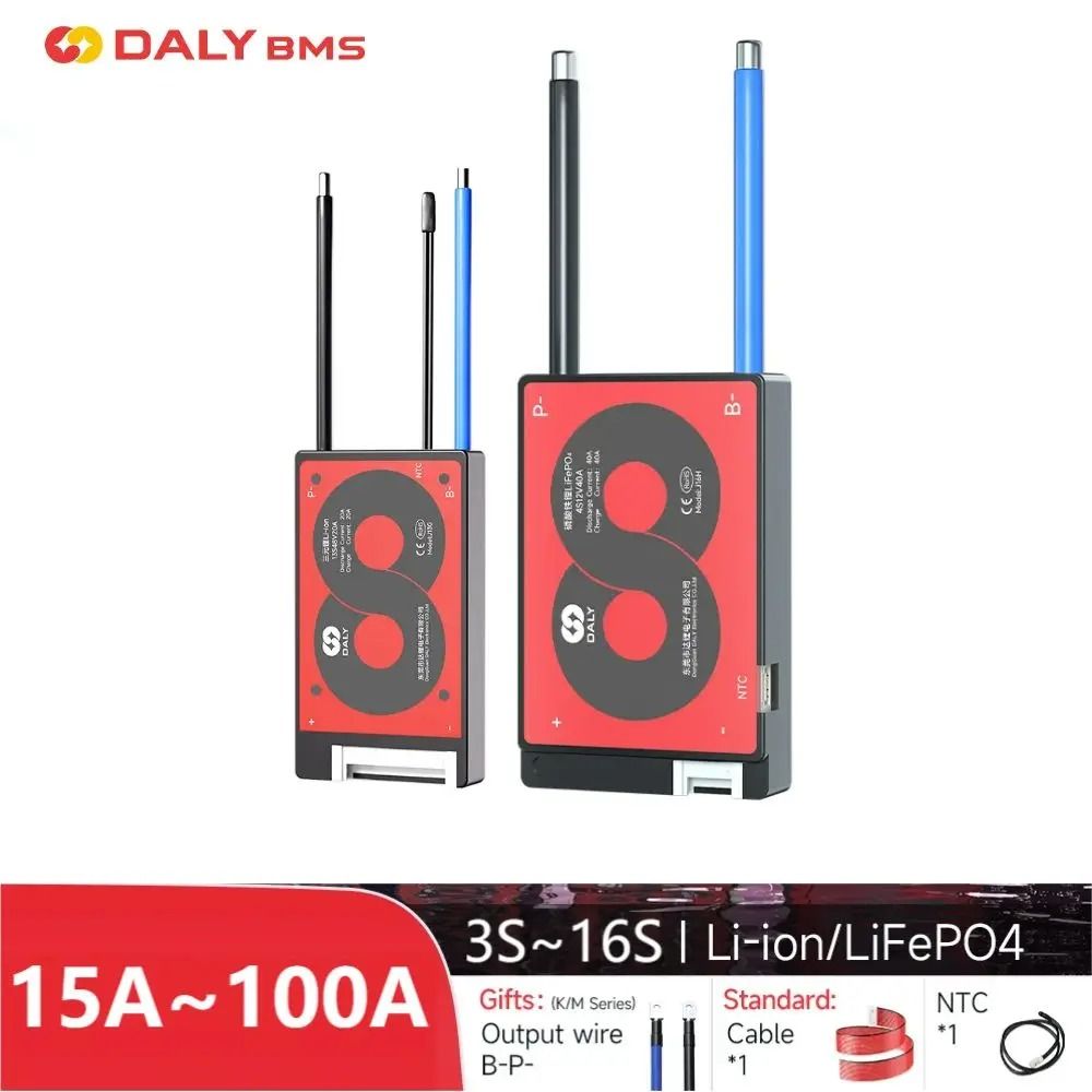DALY BMS Li-ion and LiFePO4 Battery Management System with Balance Function 15A–100A