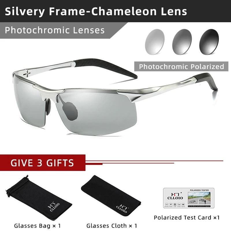 Photochromic Polarized Sunglasses For Men Aluminum AntiGlare Driving Glasses 10