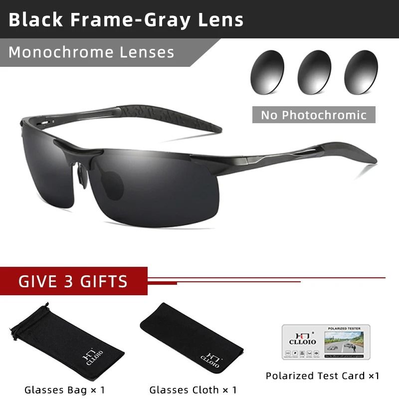 Photochromic Polarized Sunglasses For Men Aluminum AntiGlare Driving Glasses 11