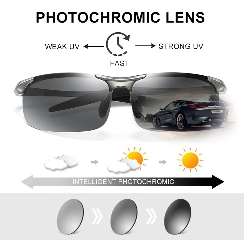 Photochromic Polarized Sunglasses For Men Aluminum AntiGlare Driving Glasses 3