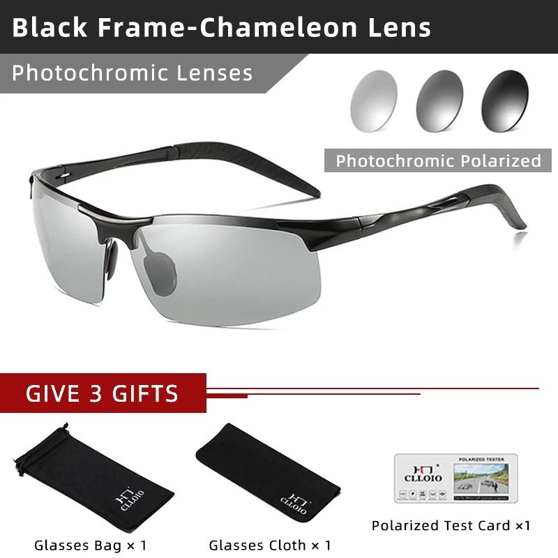 Photochromic Polarized Sunglasses For Men Aluminum AntiGlare Driving Glasses 8