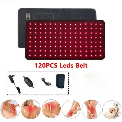Infrared Red Light Therapy Belt – 120 LED 660nm & 850nm Pad for Pain Relief, Muscle Recovery & Fatigue Support