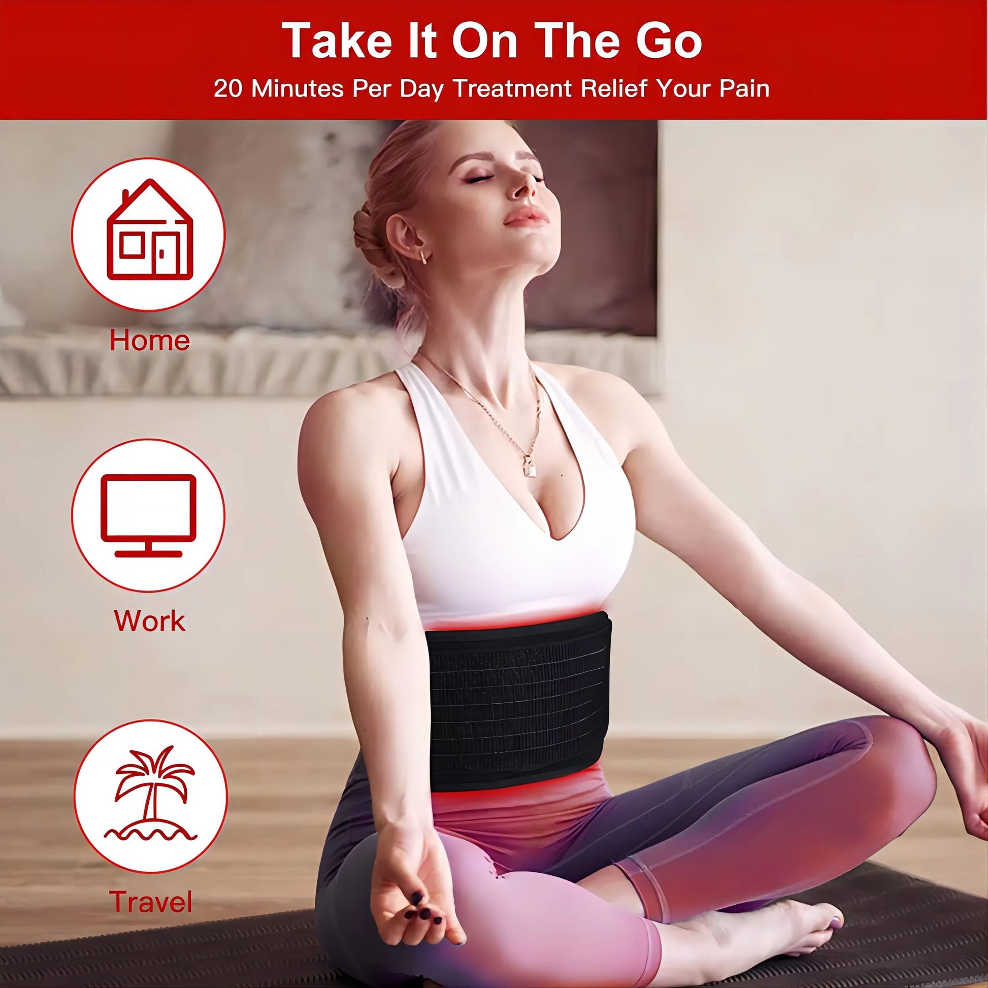 Infrared Red Light Therapy Belt  120 LED 660nm  850nm Pad For Pain Relief Muscle Recovery  Fatigue  3