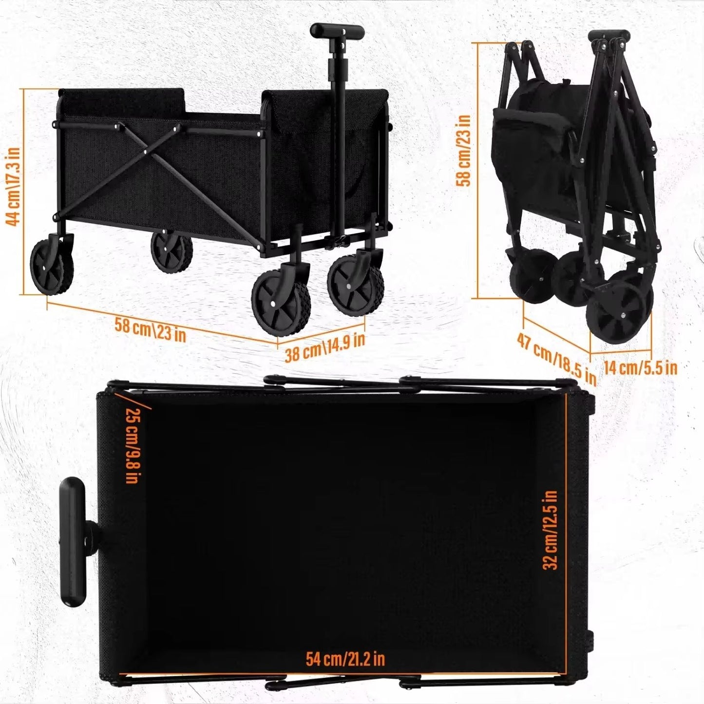 Foldable Garden Wagon Cart  Portable Outdoor Camping  Beach Utility Trolley 6