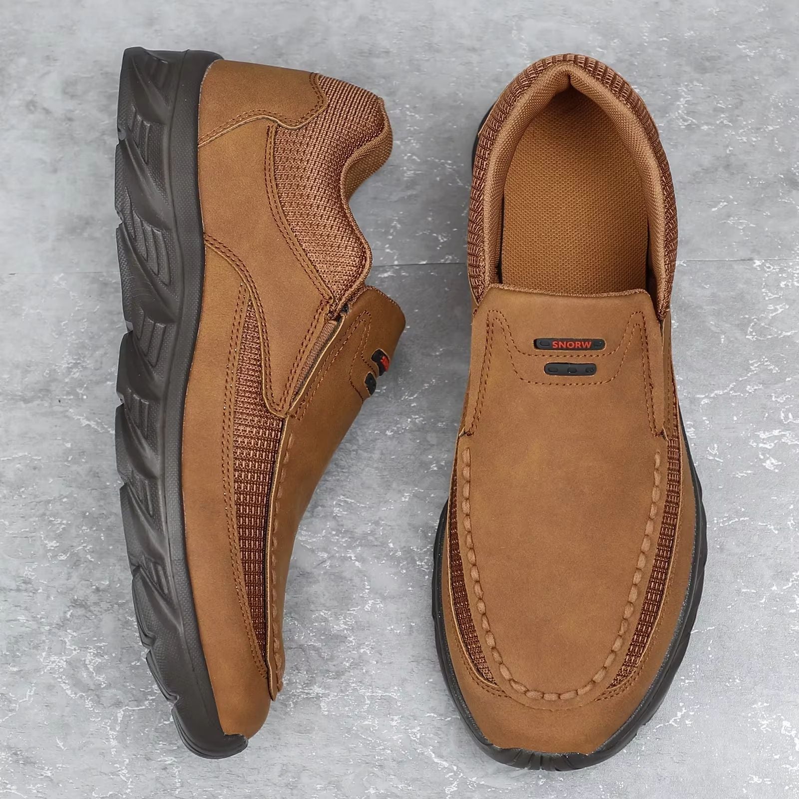 Mens Leather Casual Loafers  Breathable Flat Sneakers For Everyday Comfort  Style 6