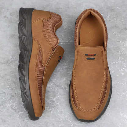 Mens Leather Casual Loafers  Breathable Flat Sneakers For Everyday Comfort  Style 6