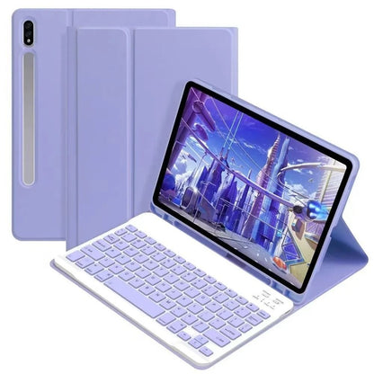 Tablet Case with Detachable Keyboard for Samsung Galaxy Tab A9 Plus, A8, S6 Lite, S7, S8, S9, S10, and FE Models