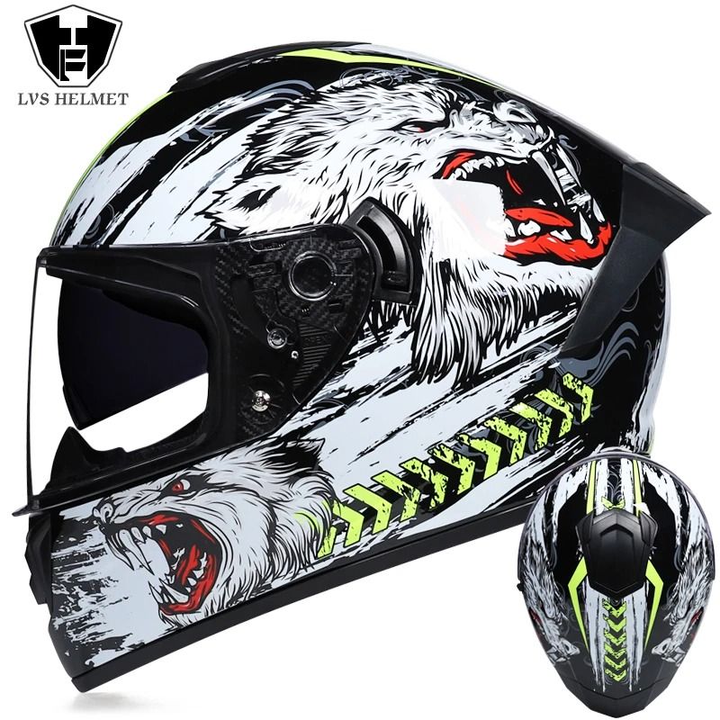 Full Face Motorcycle Helmet With Double Visor Winter Warm Racing Sports Helmet 9