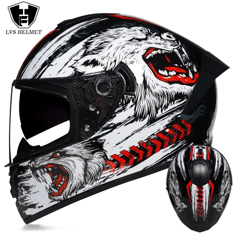 Full Face Motorcycle Helmet With Double Visor Winter Warm Racing Sports Helmet 12
