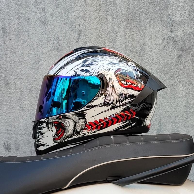 Full Face Motorcycle Helmet With Double Visor Winter Warm Racing Sports Helmet 4