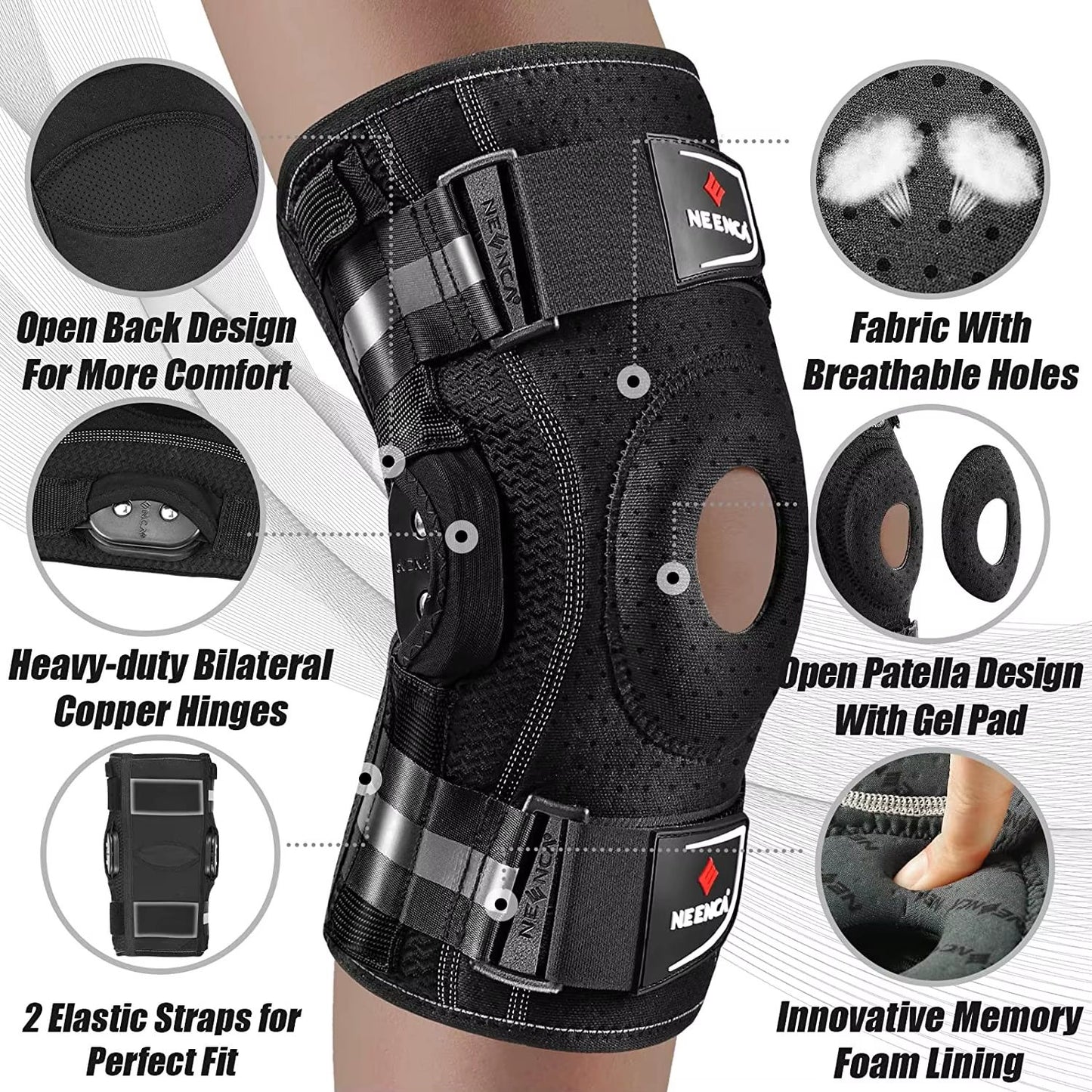 NEENCA Hinged Knee Brace  Stabilizing Support For ACL Meniscus Tear Arthritis  Joint Pain Relief 1