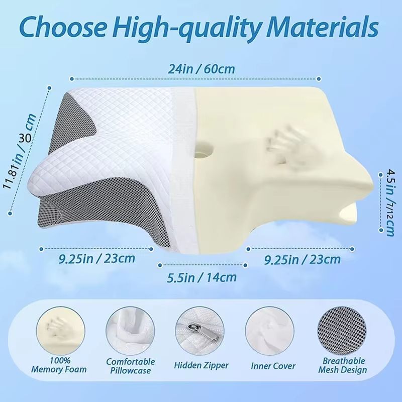Memory Foam Side Sleeper Pillow  Slow Rebound Cervical Support Pillow For Neck  Spine Alignment 4