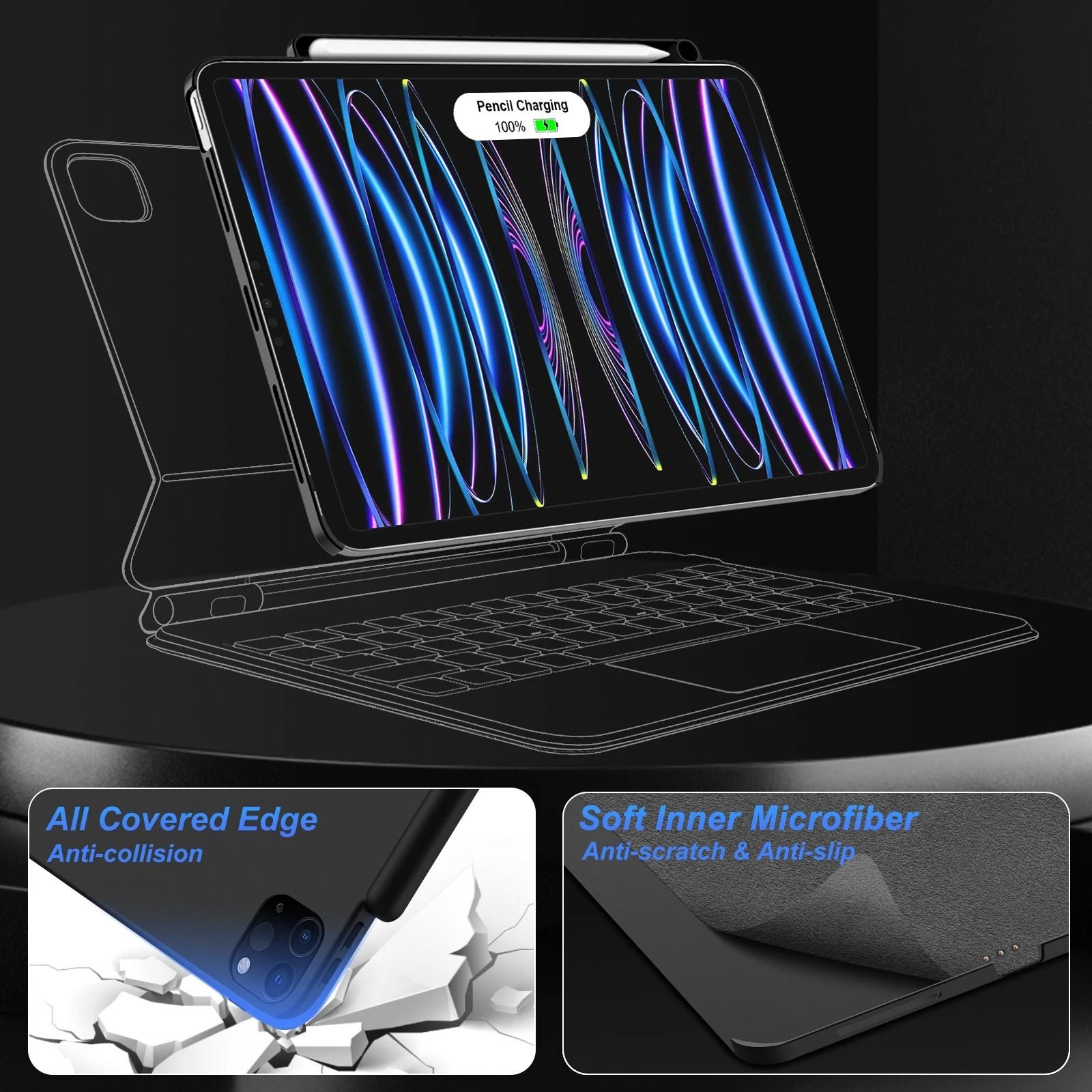 Magnetic Case With Pencil Holder For IPad Pro IPad Air And Magic Keyboard Compatibility 3