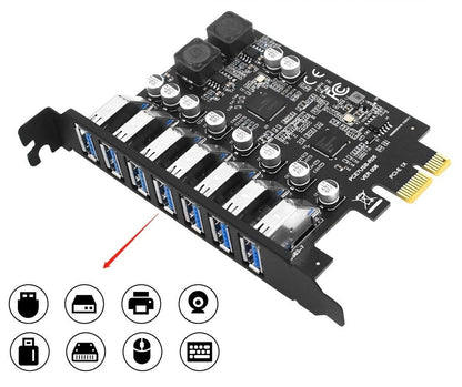USB 32 PCI Express Expansion Card 7Port Hub PCIE 1X Controller For Desktop 1