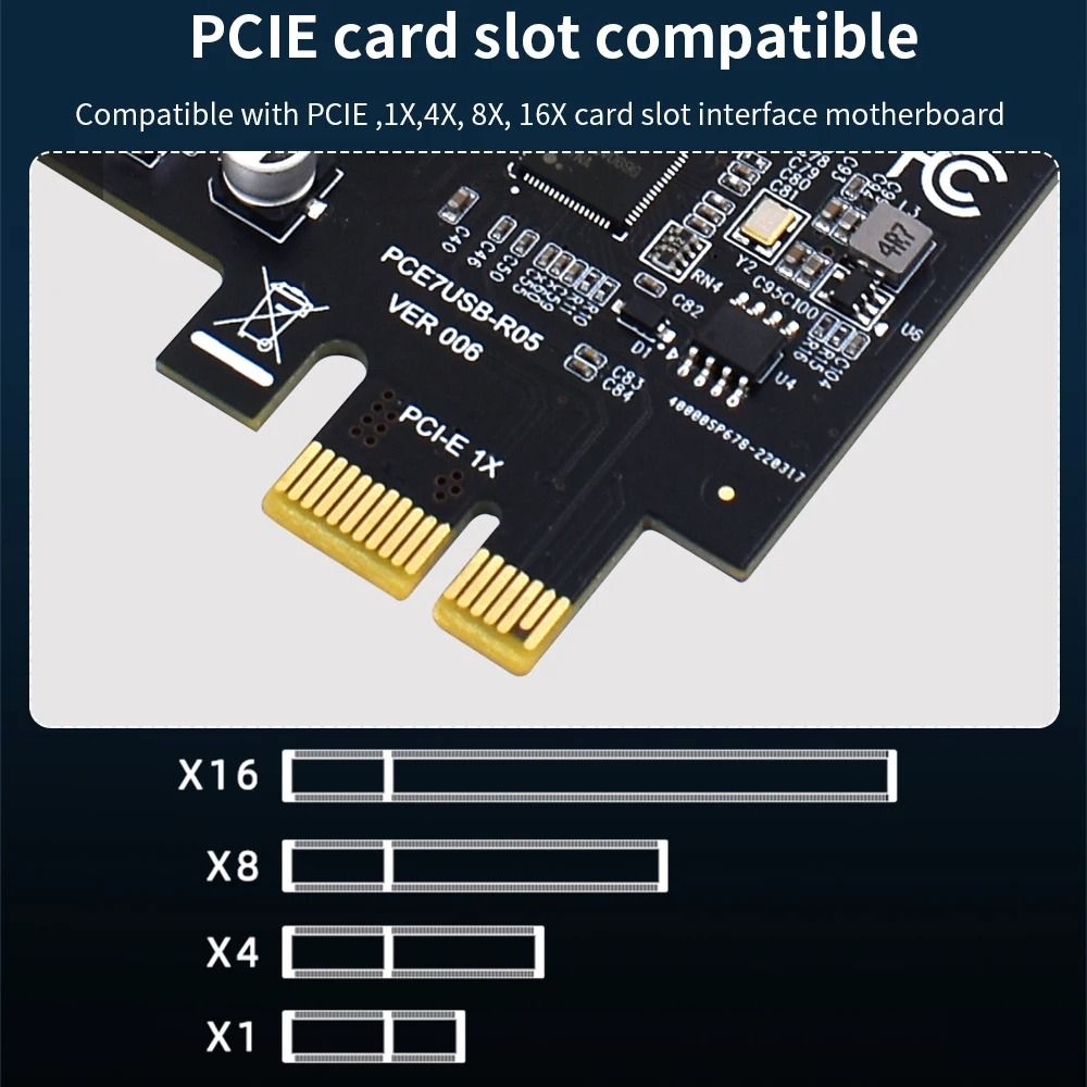 USB 32 PCI Express Expansion Card 7Port Hub PCIE 1X Controller For Desktop 2