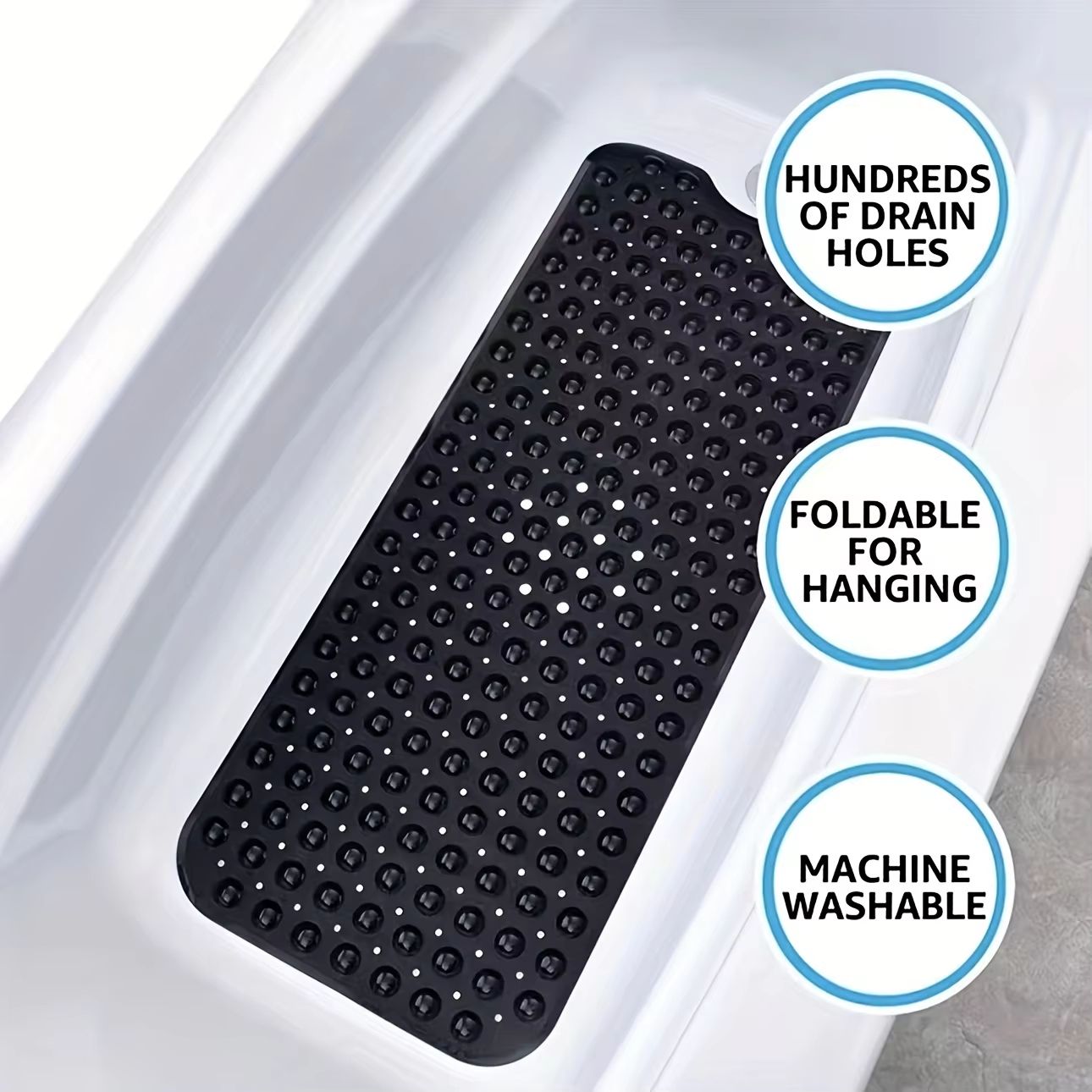 NonSlip Shower Mat  Machine Washable Bathtub Mat With Drain Holes  Suction Cups For Bathroom Safety 5