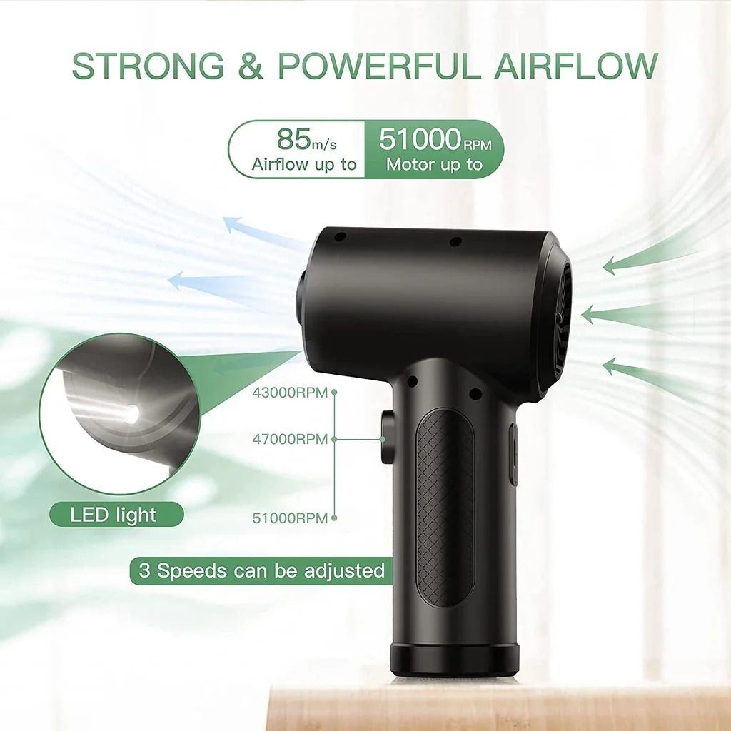 Cordless Air Duster 51000RPM Compressed Air Blower With LED Light For Computer And Keyboard Cleanin 3