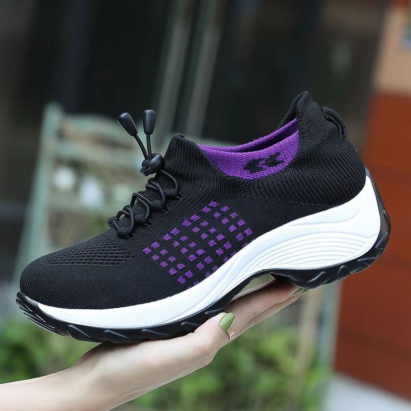 Women's Walking Sock Sneakers – Breathable Fly Weave Trainers with Non-Slip Platform Sole