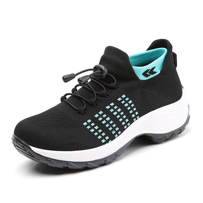 Womens Walking Sock Sneakers  Breathable Fly Weave Trainers With NonSlip Platform Sole 10