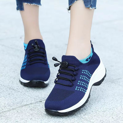 Womens Walking Sock Sneakers  Breathable Fly Weave Trainers With NonSlip Platform Sole 2