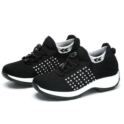 Womens Walking Sock Sneakers  Breathable Fly Weave Trainers With NonSlip Platform Sole 7