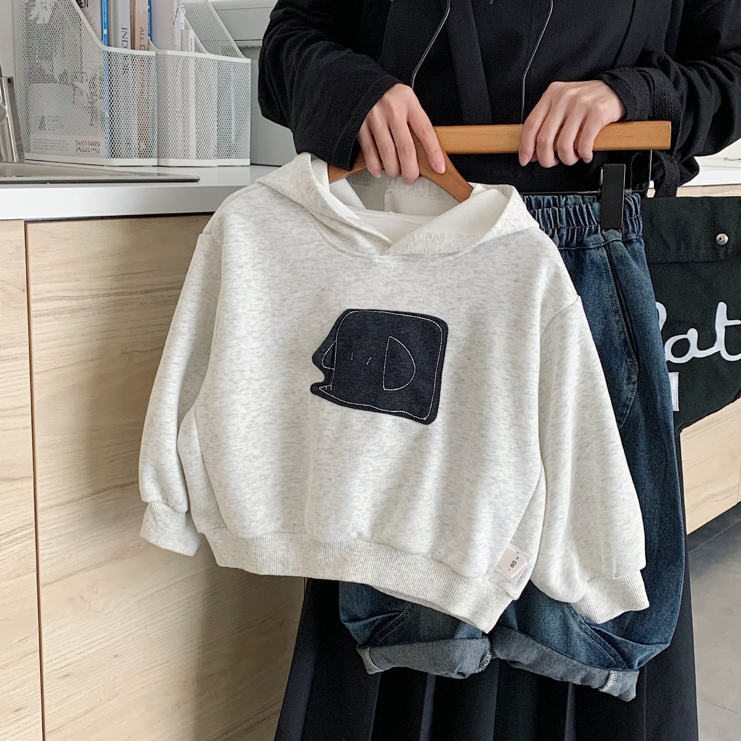 Ins Style Autumn Infant Baby Boys Tops, Hooded Cartoon Print Sweatshirt, Loose Pullover Long Sleeved Toddler Boys Tops
