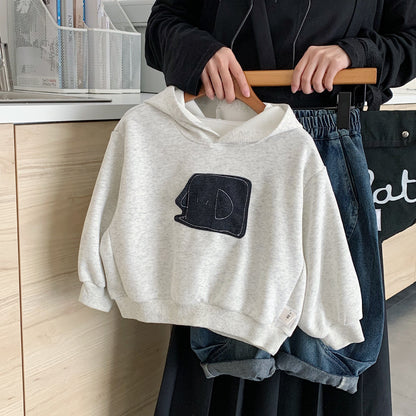 Ins Style Autumn Infant Baby Boys Tops, Hooded Cartoon Print Sweatshirt, Loose Pullover Long Sleeved Toddler Boys Tops