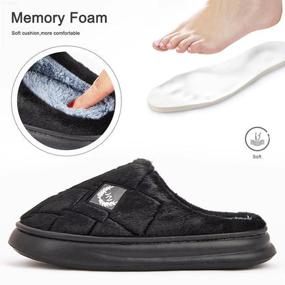 Mens Winter House Slippers  Plush Memory Foam NonSlip Indoor Shoes With Cozy Furry Lining 4
