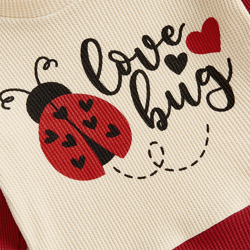 Adorable Infant Ladybug Patterned Sweatshirt, Long Sleeve Round Neck Pullover for Boys & Girls