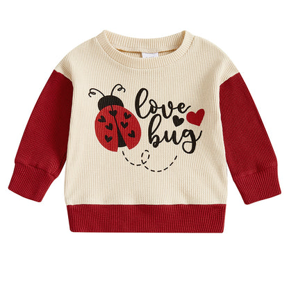 Adorable Infant Ladybug Patterned Sweatshirt, Long Sleeve Round Neck Pullover for Boys & Girls