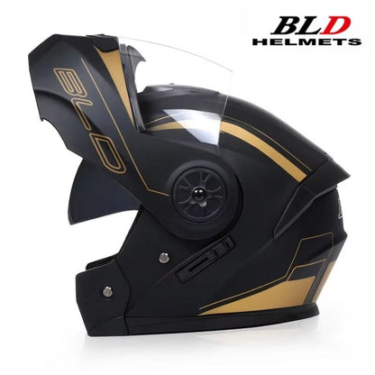 Dual Lens Modular Motorcycle Helmet – Flip-Up Full Face Motocross Racing Helmet for Men & Women