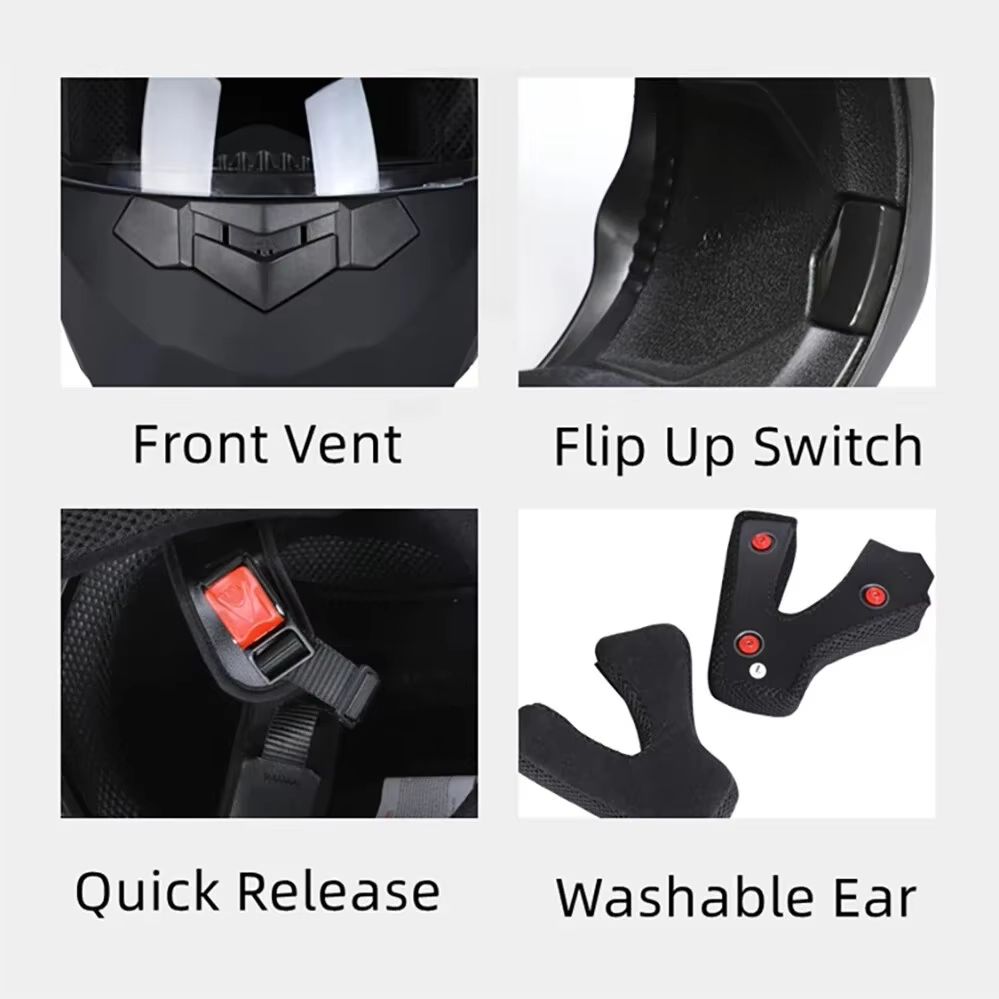 Dual Lens Modular Motorcycle Helmet  FlipUp Full Face Motocross Racing Helmet For Men  Women 3