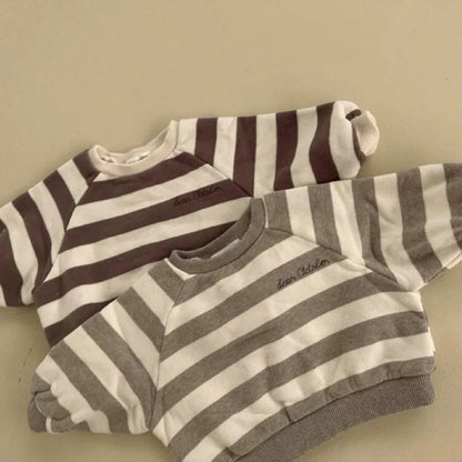 Baby Striped Sweatshirt Winter, New Long Sleeve Fleece Tops for Infant Boy, Girls, Plus Velvet Thick Casual Pullover