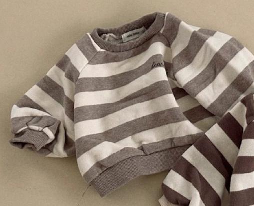 Baby Striped Sweatshirt Winter, New Long Sleeve Fleece Tops for Infant Boy, Girls, Plus Velvet Thick Casual Pullover
