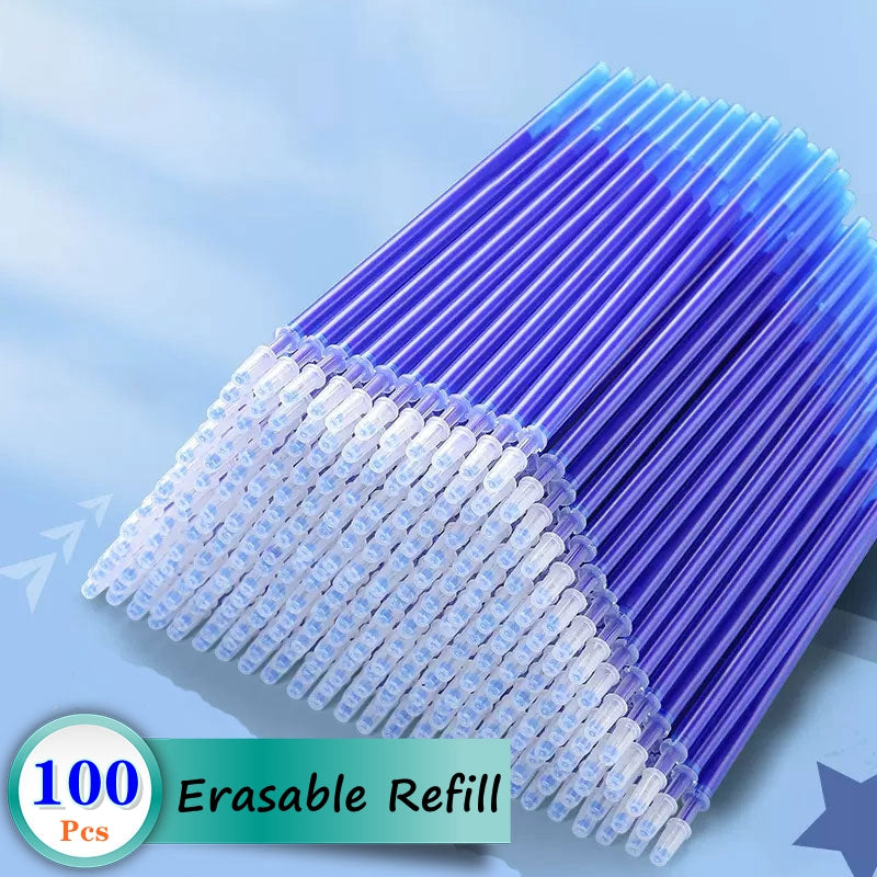 Erasable Gel Pen Refill Rod Set, Blue Ink, Washable Handle, Smooth Writing School Office Stationery Supplies