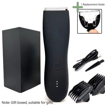 Mens Waterproof Body Hair Trimmer  Groin  Pubic Groomer With Replaceable Ceramic Blade 9