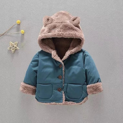 Cartoon Hooded Plus Velvet Infant Boys Coat Autumn Winter Baby Fleece Jacket Newborn Baby Girls War 4